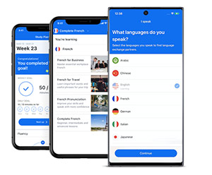 Busuu app on phones with languages