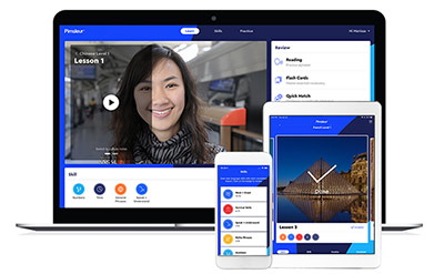 Pimsleur app on Desktop computer, tablet and phone